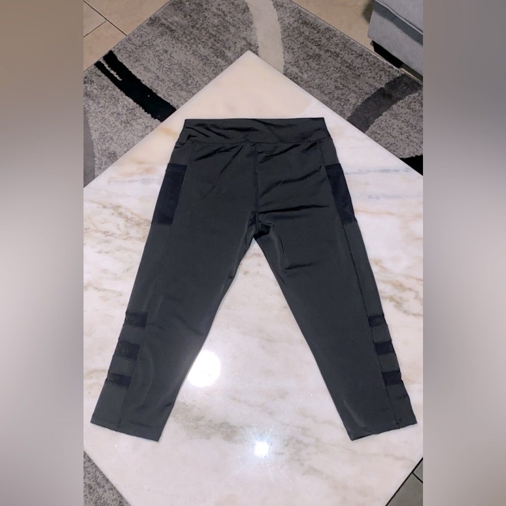 Black Leggings with Mesh Accents & Pockets